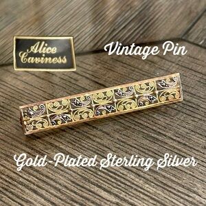 Vintage Alice Caviness Sterling and Marcasite Filigree Bar Pin